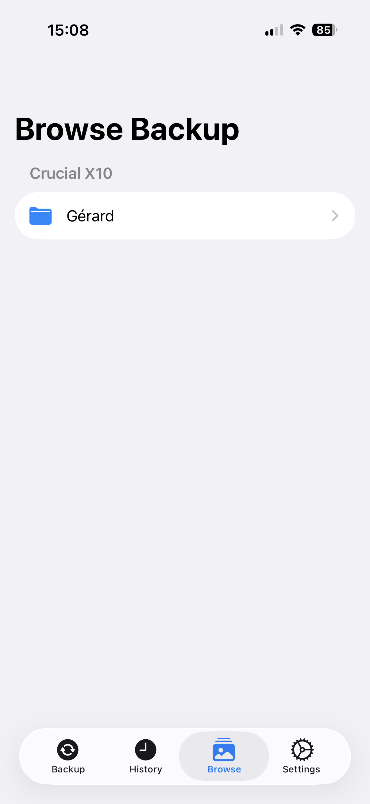 Browse — device folder list