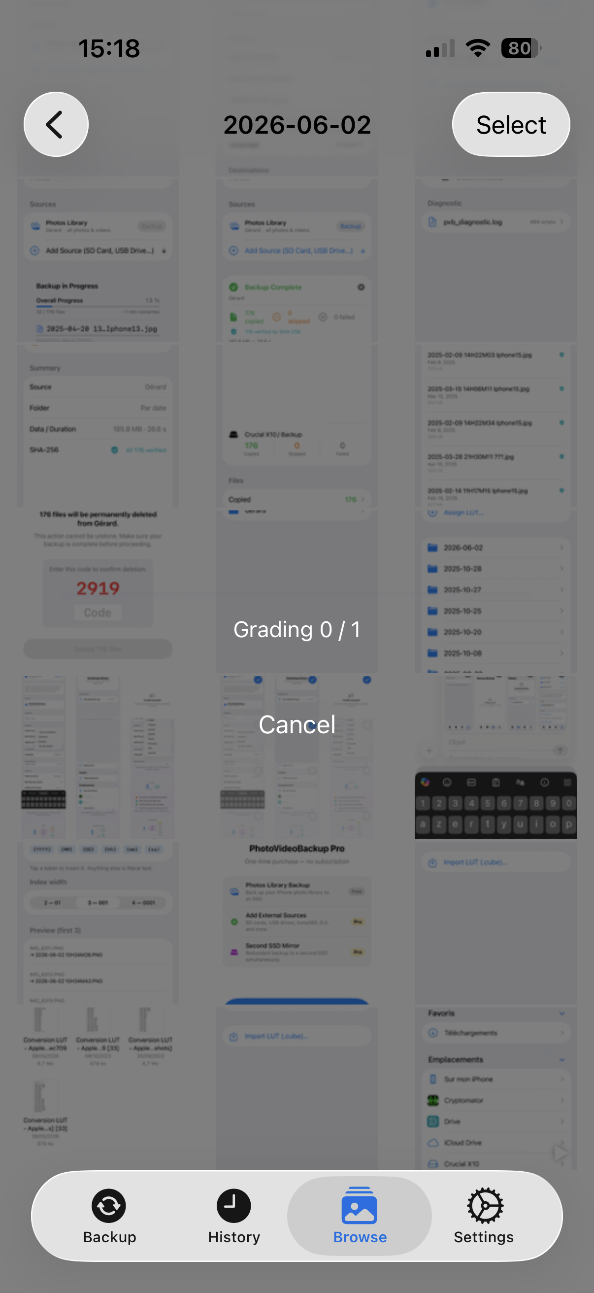 Browse — grading in progress (Grading 0/1)